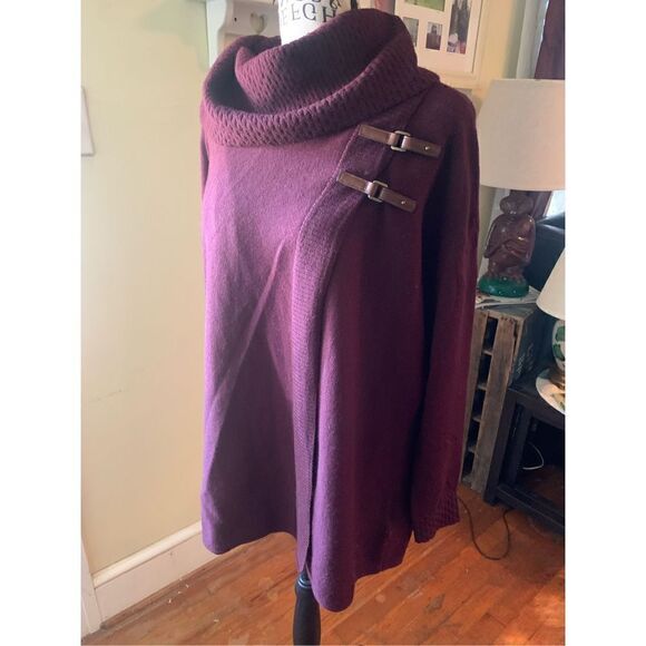 Ellen Tracy Sweater Burgundy Size small cowl Neck - Picture 5 of 7